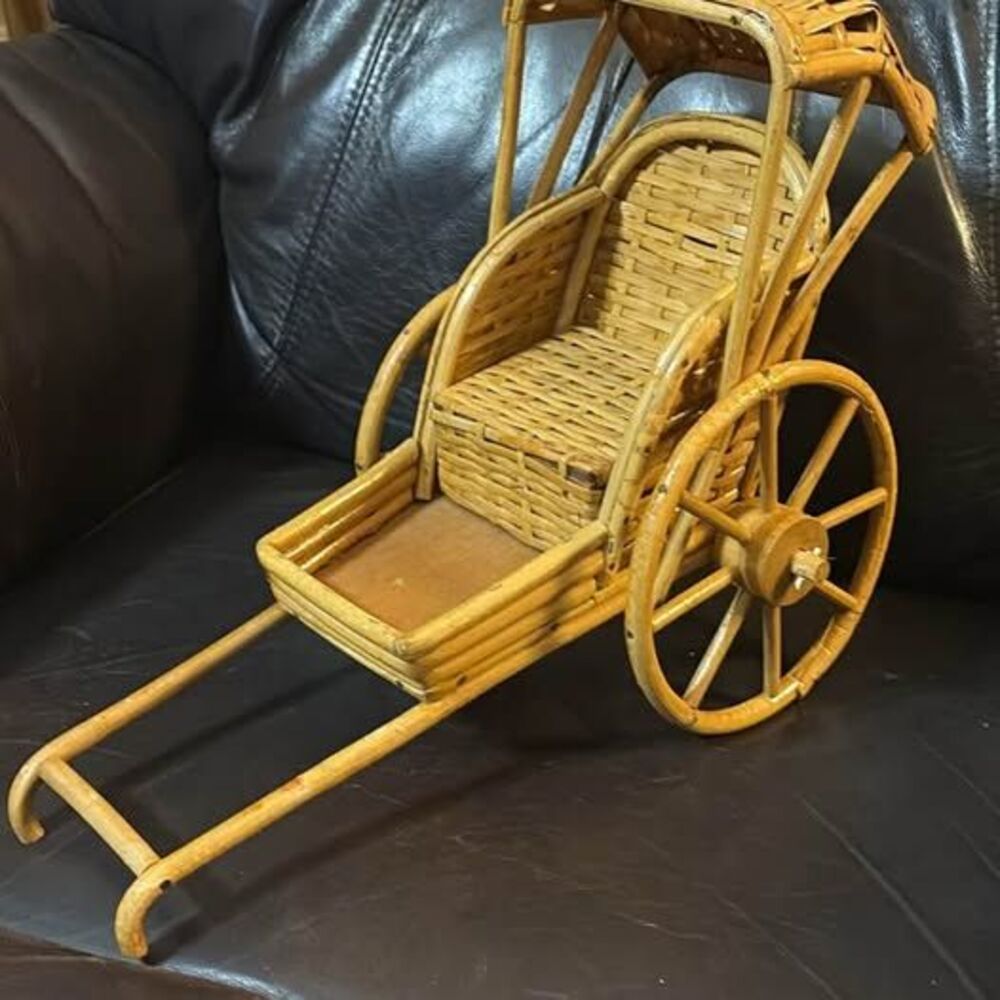 Vintage Wicker Rickshaw Model